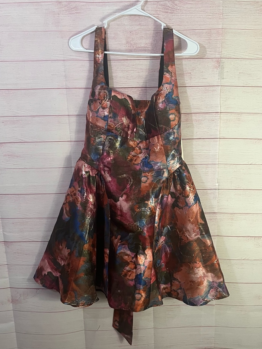 Katie Rae NEW Square Jacquard Back Bow Dress Size XL